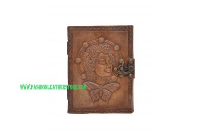 Handmade Antique Design Butterfly Queen Embossed Leather Journal Charcoal Color Journals Notebook & Sketchbook